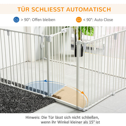 Hondenren – Puppyren – Dierenren – Hondenkennel – Speelren – Wit Gelakt Metaal – 8 Panelen 60x76 cm – Met Veilig Deurtje & Opvouwbaar