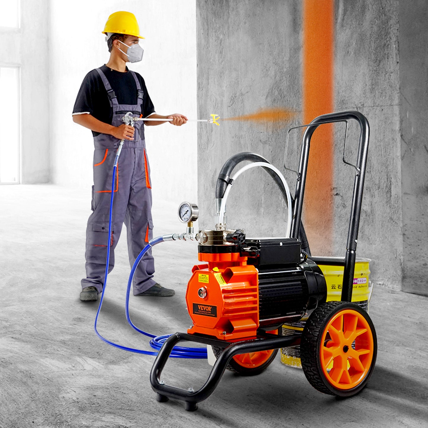 Airless Verfspuit – Verfspuitwagen – Schilderspuit – Membraan Verfspuit – Airless Spuitmachine – 1100W Motor – Metalen Kar Met Wielen