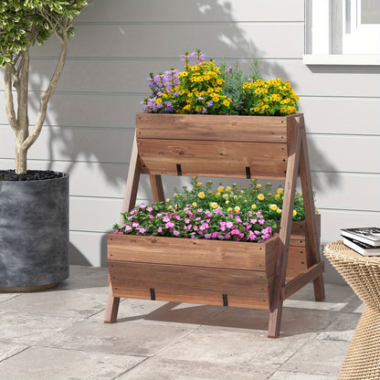 Plantenrek – Plantenstandaard – Plantentafel – Bloemenrek – Plantenetagère – Verticale Verhoogde Tuinbak – Vurenhout Met 3 Niveaus – Met Drainagegaten