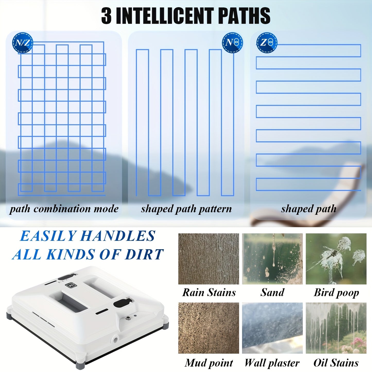 Raamwisser Robot – Raamreiniger – Ramenwasser – Glasreiniger – Automatische Ramenreiniger – Draadloze Afstandsbediening – Edge Sensing Technologie – Noodstroomvoorziening – Wit