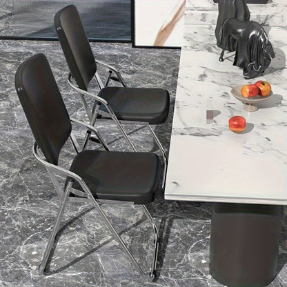 1pc Modern Space-Saving PU Armchair with Chrome Legs & Ergonomic Memory Foam Cushion - Wipe-Clean Easy-Clean Single Seat Chair with Armrests, Sturdy Metal Frame & Black/White/Gray Color Options for Kitchen, Bedroom, Dressing