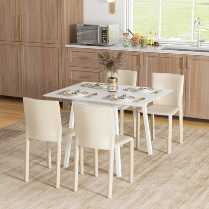 Opvouwbare Eettafel – Uitklapbare Tafel – Inklapbare Eettafel – Keukentafel – Compacte Eettafel – Wit – 2 Dubbele Klapbladen – 110x86x75 cm