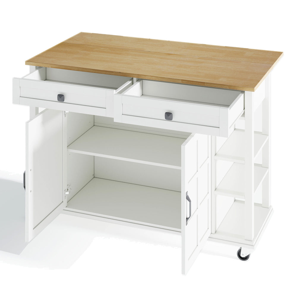 Foldable Kitchen Island Cart with Worktop - Heavy-Duty Metal Rolling Cabinet, 2 Drawers & Open Shelf, Space-Saving Mobile Kitchen Organizer with Easy Assembly for Small Spaces, Modern - Ideal for Kitchen, Dining Room, Living