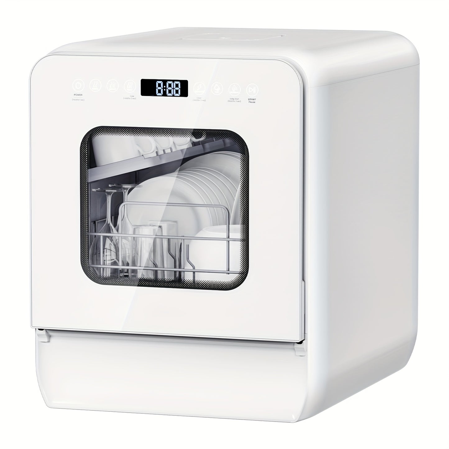 Mini Vaatwasser – Tafelmodel Vaatwasser – Kleine Vaatwasser – Compacte Vaatwasser – Mini Dishwasher – Ingebouwd 5L Waterreservoir – 7+2 Wasprogramma’s & 24-Uurs Uitgestelde Start