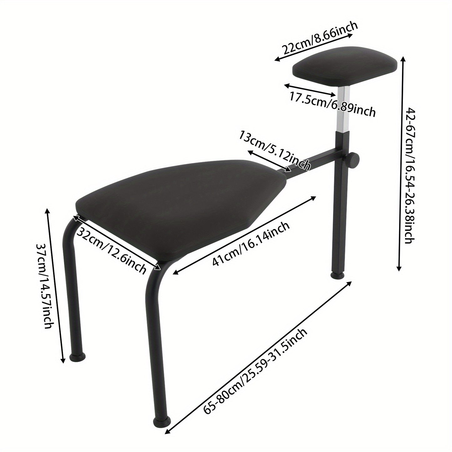 Pedicurestoel – Pedicurekruk – Behandelstoel – Voetsteun – Salonstoel – Verstelbare Hoogte en Lengte – Stevig IJzeren Frame met Anti-slip Voetpadden