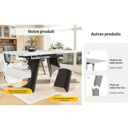 Uitklapbare Tafel – Klaptafel – Vouwtafel – Eettafel – Uitschuifbare Tafel – Ruimtebesparend Design – Wit Tafelblad Met Zwarte Metalen Poten