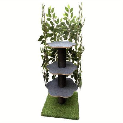Krabpaal – Kattenboom – Kattenhuis – Kattentoren – Krabmeubel – Multi-level Design – Duurzaam Vezelplaat – Natuurinspiratie Groen