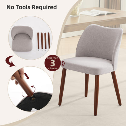 Eetkamerstoelen – Stoelen – Zwarte Stoelen – Keukenstoelen – Café Stoelen – Set van 2 Grijs – Ergonomische Rugleuning – Stevige Houten Poot