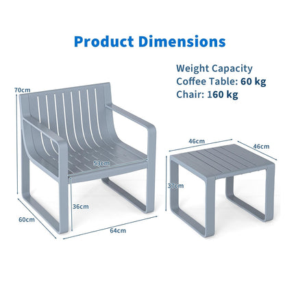 Tuinset 2-delig – Tuinstoelen – Tuinmeubelset – Buitenmeubels – Tuinbank – Weerbestendig PP-plastic – Ergonomische Stoelen met Armleuning