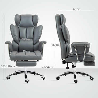 Ergonomische Bureaustoel – Kantoorstoel – Werkstoel – Bureaustoel Verstelbaar – Stoel Met Voetensteun – Donkergrijs – Roestvrij Stalen Frame – Verstelbare Rugleuning 135°