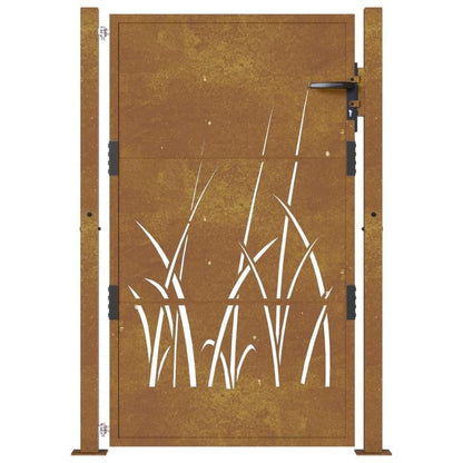 Tuinafscheiding – Tuinscherm – Schutting – Buitenmuur – Cortenstaal Bruin – Graspatroon – 105x155 cm – Weerbestendig