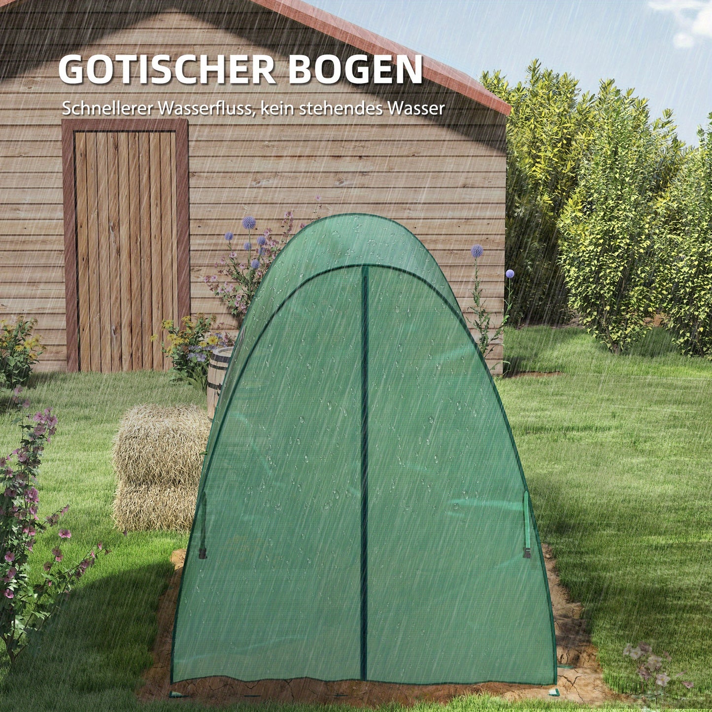 Outsunny Cold-Proof Greenhouse with Roller Door & 2 Windows, Steel-Film Construction, 180x180x200cm, Transparent Panels for Light & Ventilation, Durable Outdoor/Indoor Use for Tomatoes, Vegetables, Flowers, Balcony & Garden,