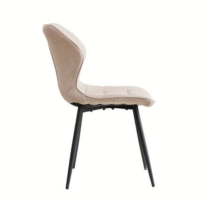Eetkamerstoel – Stoel – Kuipstoel – Bureaustoel – Fauteuil – Linnen Bekleding – Metalen Onderstel – Set van 4 – Ergonomisch en Comfortabel – Scandinavisch Design