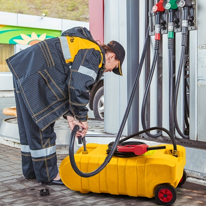 Brandstoftank – Benzinetank – Dieseltank – Brandstofcontainer – Mobiele Tank – Geel – 56,78 Liter Inhoud – Hevelpomp Met Wielen