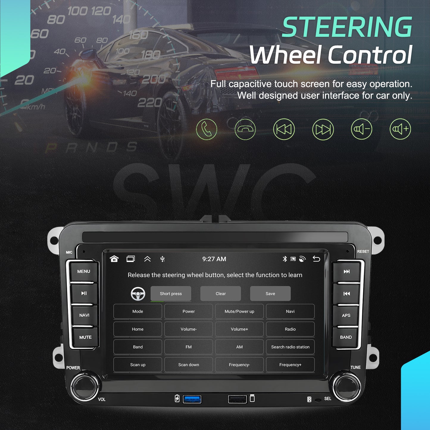 for Volkswagen Golf 5/6, Passat, EOS,, Jetta Android 13 Car Stereo with Wireless CarPlay, GPS Navigation, 7-inch Touchscreen, 1GB RAM/32GB ROM, Compatible for VW Vehicles (FM/RDS Radio, Wireless)