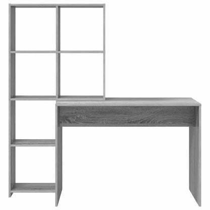 Bureau – Werkplek – Schrijftafel – Computertafel – Opbergbureau – Modern Minimalistisch – Compact – Grijs Spaanplaat – Met Laden en Planken – Duurzaam en Onderhoudsvriendelijk