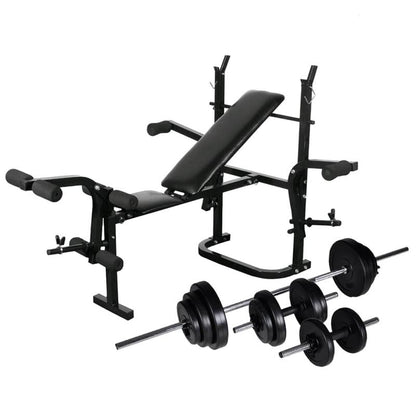 Halterbank – Fitnessbank – Gewichtbank – Trainingsbank – Dumbbellbank – Verstelbare Rugleuning – Stabiel IJzeren Frame – 30,5 kg Halters en Dumbbells – Zwart