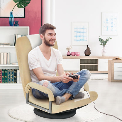 Vloerstoel – Gamestoel – Zitzak – Relaxstoel – Inklapbare Stoel – Verstelbare Rugleuning 5 standen – 360° Draaibaar Onderstel