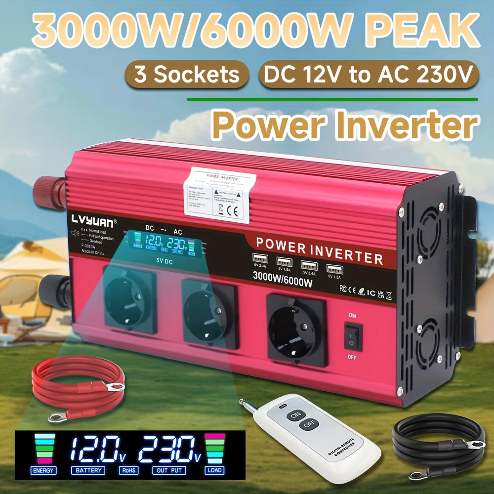 7000W Omvormer – Stroomomzetter – Spanning Converter – AC Inverter – Wisselstroomomzetter – Pure Sinusgolf – LCD Display – Compact & Duurzaam