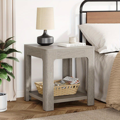 Houten Bijzettafel – Side Table – Nachtkastje – Opbergmeubel – Salontafel – 2 Niveaus – Compact Design – Duurzaam Technisch Hout