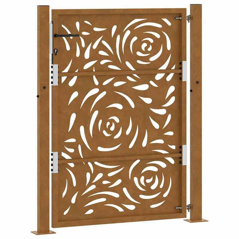 Metalen sierpoort – Tuinpoort – Sierhek – Terraspoort – Buitenpoort – Bruin – Weerbestendig staal – 105x130 cm
