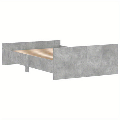 Bed Frame without Mattress Concrete Grey 120x190 cm Small Double with Slat Support Platform Bed Frame Suitable for Mattress Size 120 x 190 cm for Bedroom