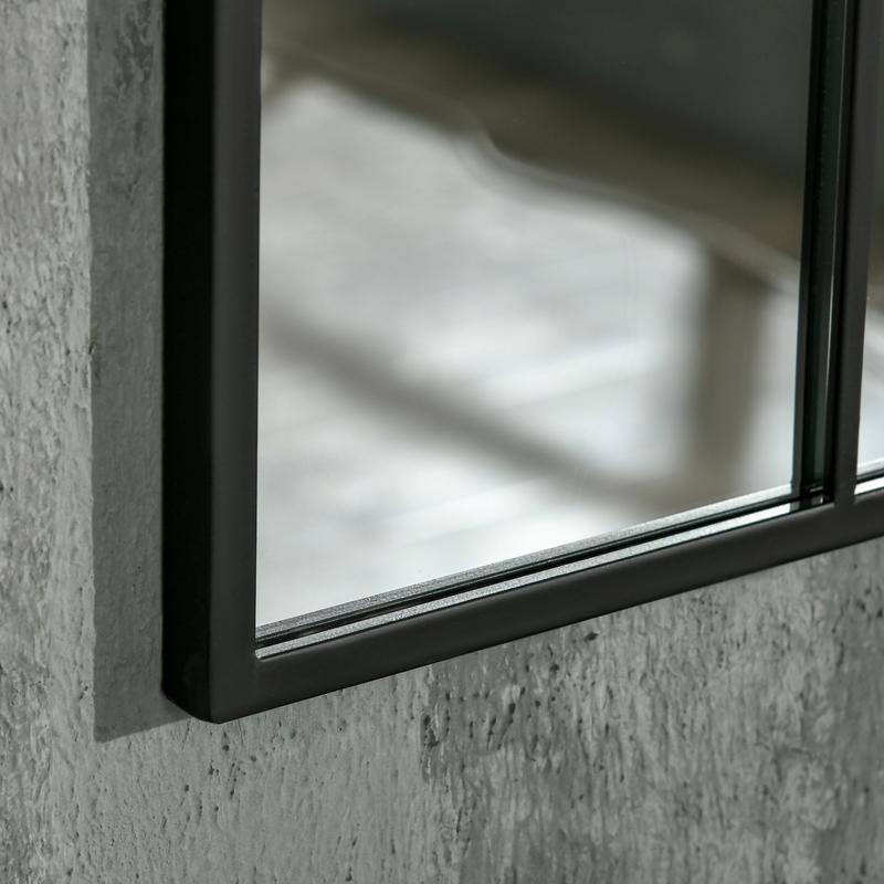Wandspiegel – Ramen Spiegel – Hangspiegel – Interieur Spiegel – Verticale Spiegel – Metalen Frame – 91x60 cm – Zwart – Smalle Diepte 2 cm
