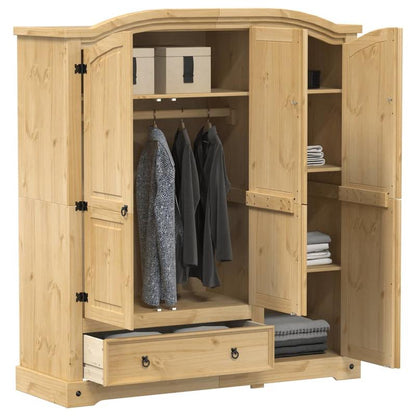 Modern Solid Pine Wood Wardrobe Cabinet with Oak - Large Freestanding Dresser, Easy Assembly, Spacious Storage (151.5x52x170cm / ≥3.2 cu m), Modern -Standing Armoire for Large Families & Bulk Clothing - Assembly Required)