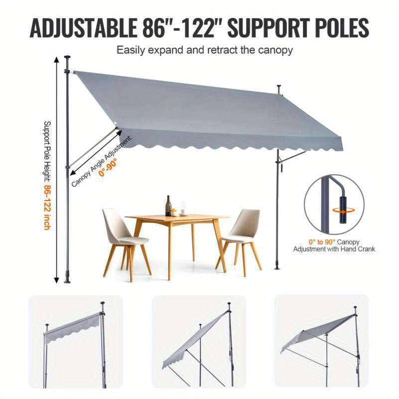 Zonwering – Luifel - Verstelbare Zonnescherm – Buitenluifel – Schaduwdoek – Terraszonwering – 350x120 Cm – Stevige Constructie