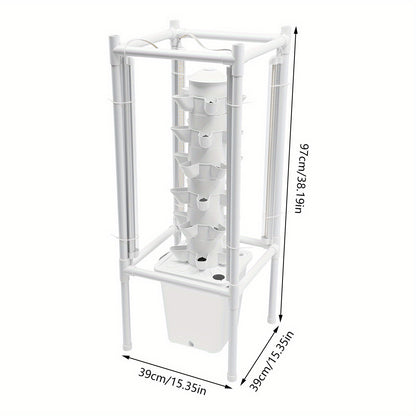 Hydroponische Kweektoren – Verticale Moestuin – Hydrocultuur Toren – Kruidenkweker – Groententoren – Wit – 6 Lagen Met 30 Plantgaten – Ruimtebesparend Met 10L Waterreservoir