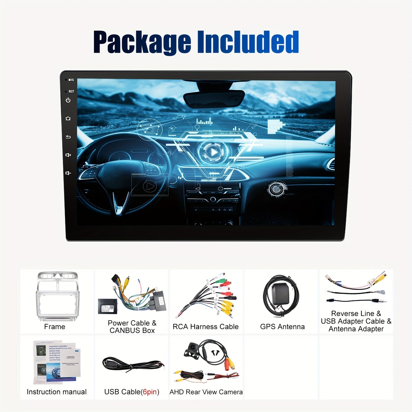 Autoradio – Carplay Autoradio – Android Auto Radio – Multimedia Radio – GPS Navi – 9 Inch Touchscreen – Android 14 – Draadloos CarPlay & Android Auto