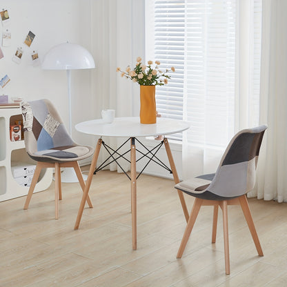 Eetkamerstoel – Keukenstoel – Stoel – Kuipstoel – Bureaustoel – Patchwork Bekleding – Beukenhouten Poten – Ergonomisch Design – Geschikt Tot 100 kg