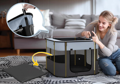 Hondenbox – Puppyren – Opvouwbare Hondenbench – Speelren – Dierenren – Adembenemend Mesh – Geschikt Voor Kleine Huisdieren Tot 4 Kg – Duurzaam Polyester – Binnen En Buiten Gebruik