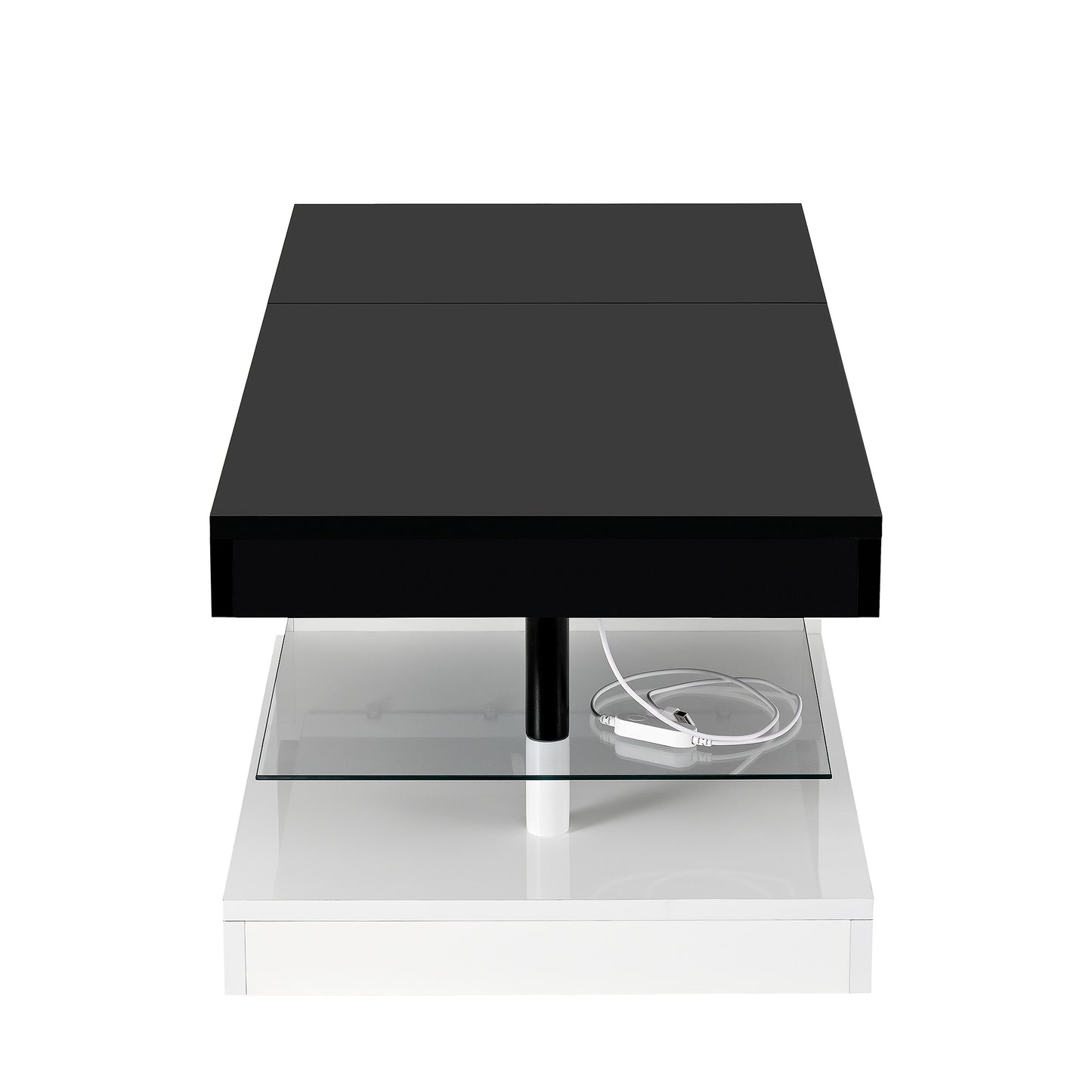 Salontafel – Koffietafel – Woonkamertafel – Tafel – Bijzettafel – Zwart-Wit Design – Gehard Glas – Ruimtebesparend – Stevig Metalen Onderstel – 90x45x35,5 cm – Eenvoudig Te Monteren