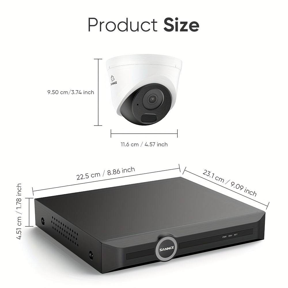 Beveiligingscamera – Camerabewaking – Inbraakbeveiliging – Bewakingscamera – 4 Camera’s 2K/3MP – Nachtzicht 30m & Audio-opname – 6MP NVR Recorder met 4TB HDD – PoE Aansluiting