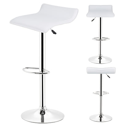 Barstoel – Barkruk – Barstoel Keuken – Barkrukken Set – Barstoelen – Verstelbare Zithoogte 55-75 cm – 360° Draaibaar – Wit PU Leer – Met Metalen Onderstel