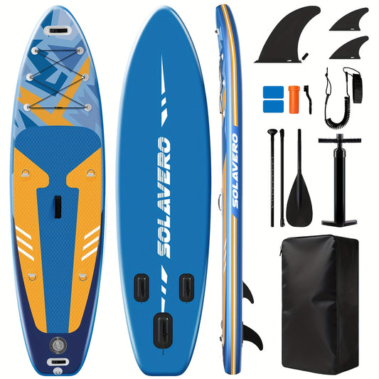 Opblaasbare Paddleboard – Stand Up SUP Board – Inflatable SUP – SUP Surfplank – Watersport Board – Blauw Oranje 335x84x15 cm – Stabiel En Ruim – Inclusief Verstelbare Peddel & Rugzak