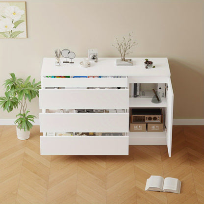 Dressoir – Kast – Sideboard – Ladekast – Opbergmeubel – Modern Wit – 3 Laden – Vrijstaand – Minimalistisch Design