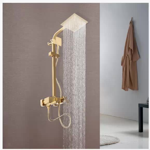 Golden Shower System – Regendouche – Douche Set – Mengkraan – Douchefittingen – Koperen Materiaal – Wandmontage