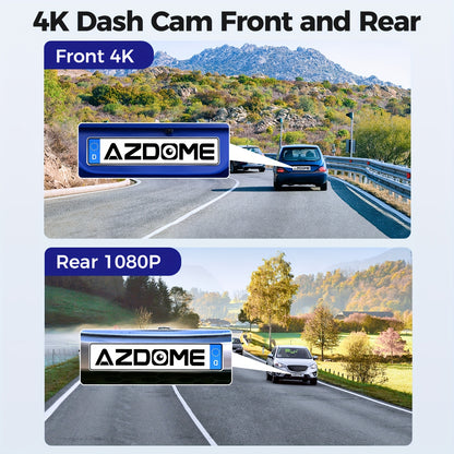 4K Dashcam – Autoschermcamera – Rijcamera – Frontcamera – Achtercamera – 170° Breedzicht – 5G WiFi Met GPS & Spraakbesturing – Inclusief 64GB Kaart