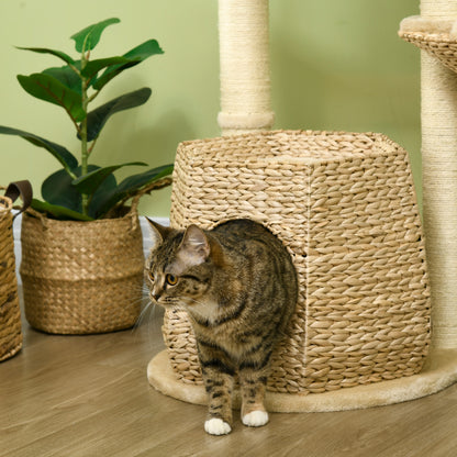 Krabpaal – Kattenboom – Krabmeubel – Kattenhuis – Klimtoren – 119 cm Hoogte – Verstevigde Kolommen & Knusse Niche Met Hangmat