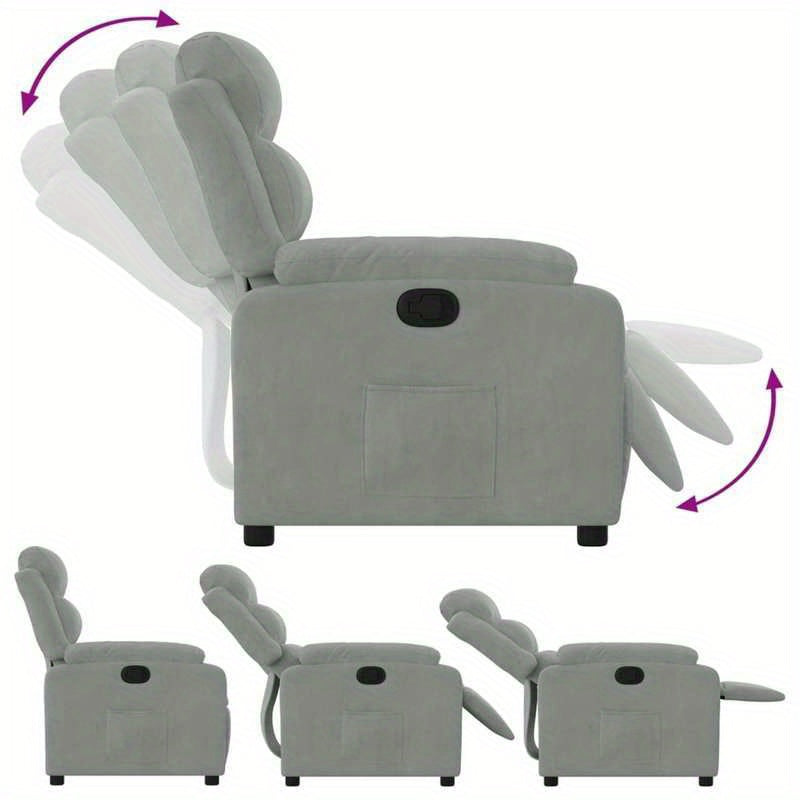 Fauteuil – Lounge Stoel – Zitsessel – Relaxzetel – Lichtgrijs – Handmatig Verstelbare Rugleuning – Stevig Hardhouten Frame
