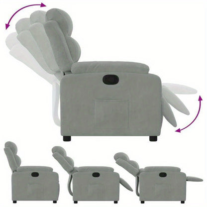 Fauteuil – Lounge Stoel – Zitsessel – Relaxzetel – Lichtgrijs – Handmatig Verstelbare Rugleuning – Stevig Hardhouten Frame