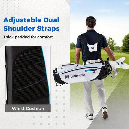 Complete Heren Golfset – Golfclubs Set – Golf Bag – Driver Fairway Hybrid – Irons Set – Lichtgewicht Stand Bag – Vergevingsgezinde Clubhoofden – Witte Variant