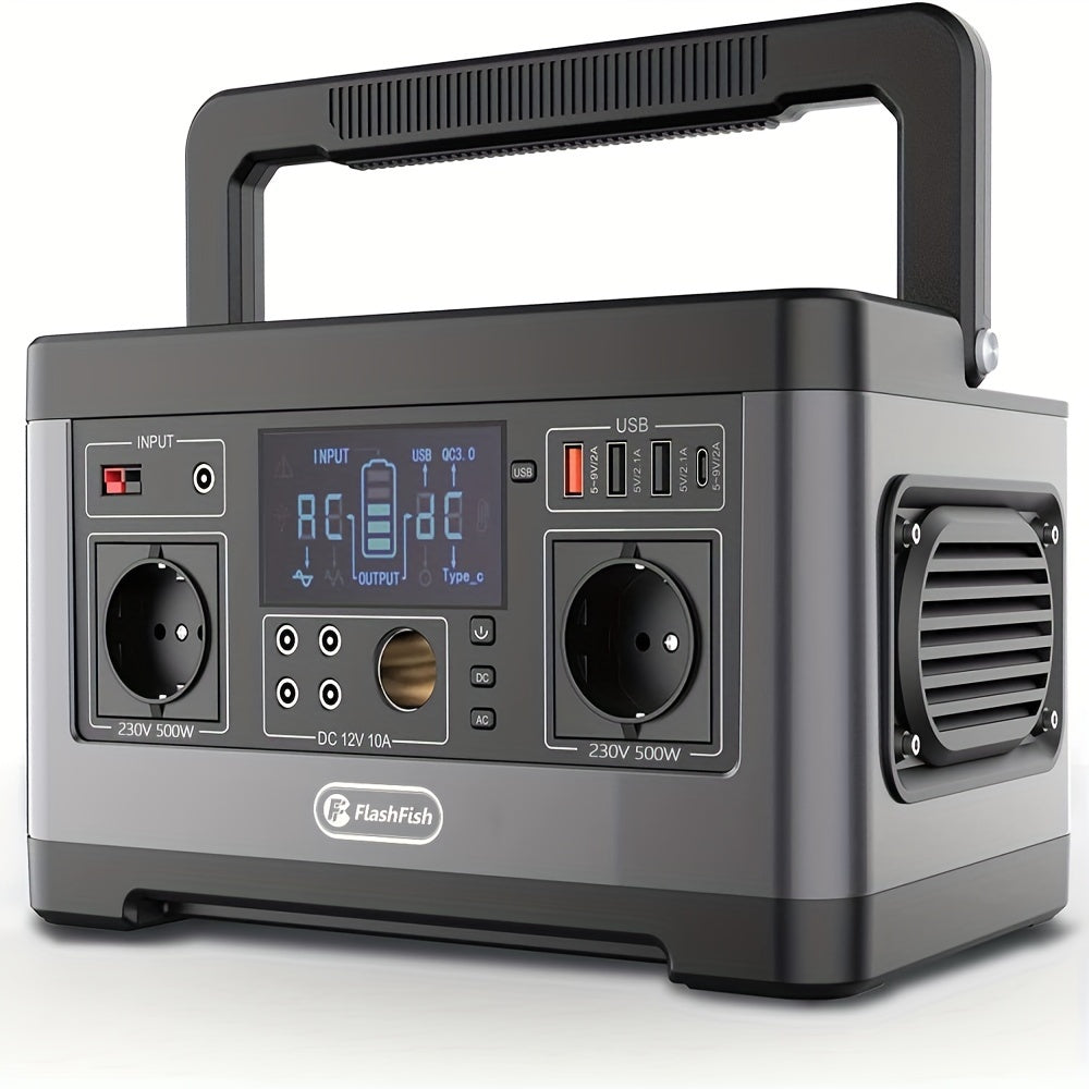 Powerstation – Draagbare Generator – Mobiele Stroomvoorziening – Power Bank – Noodstroom – 520Wh Lithium Batterij – 5 AC Stopcontacten & 4 USB Poorten