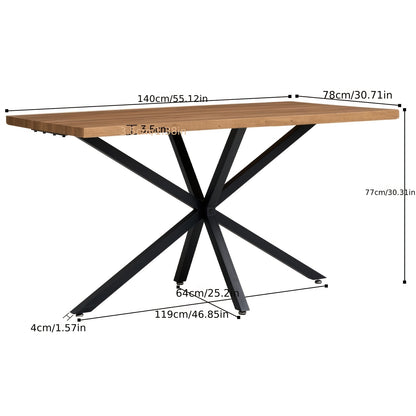 Eettafel – Tafel – Dinertafel – Werktafel – Vergadertafel – Houtkleur – Verstelbare Hoogte – Stevig Metaal Kruisframe