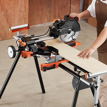 Verstekzaagonderstel – Zaagtafel – Verstelbaar Onderstel – Inklapbaar Werkbank – Werkplek Versterker – Draagvermogen 250 kg – Staal – Inklapbaar Met Wielen