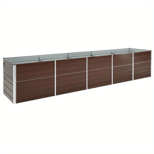 [Garden Gardening] Modern Galvanized Steel Raised Planter, 400x80x77cm, Weather-Resistant Outdoor Floor Mount with Multiple Components for Garden, Patio, Terrace, Outdoor Planters for Patio Extra Large
