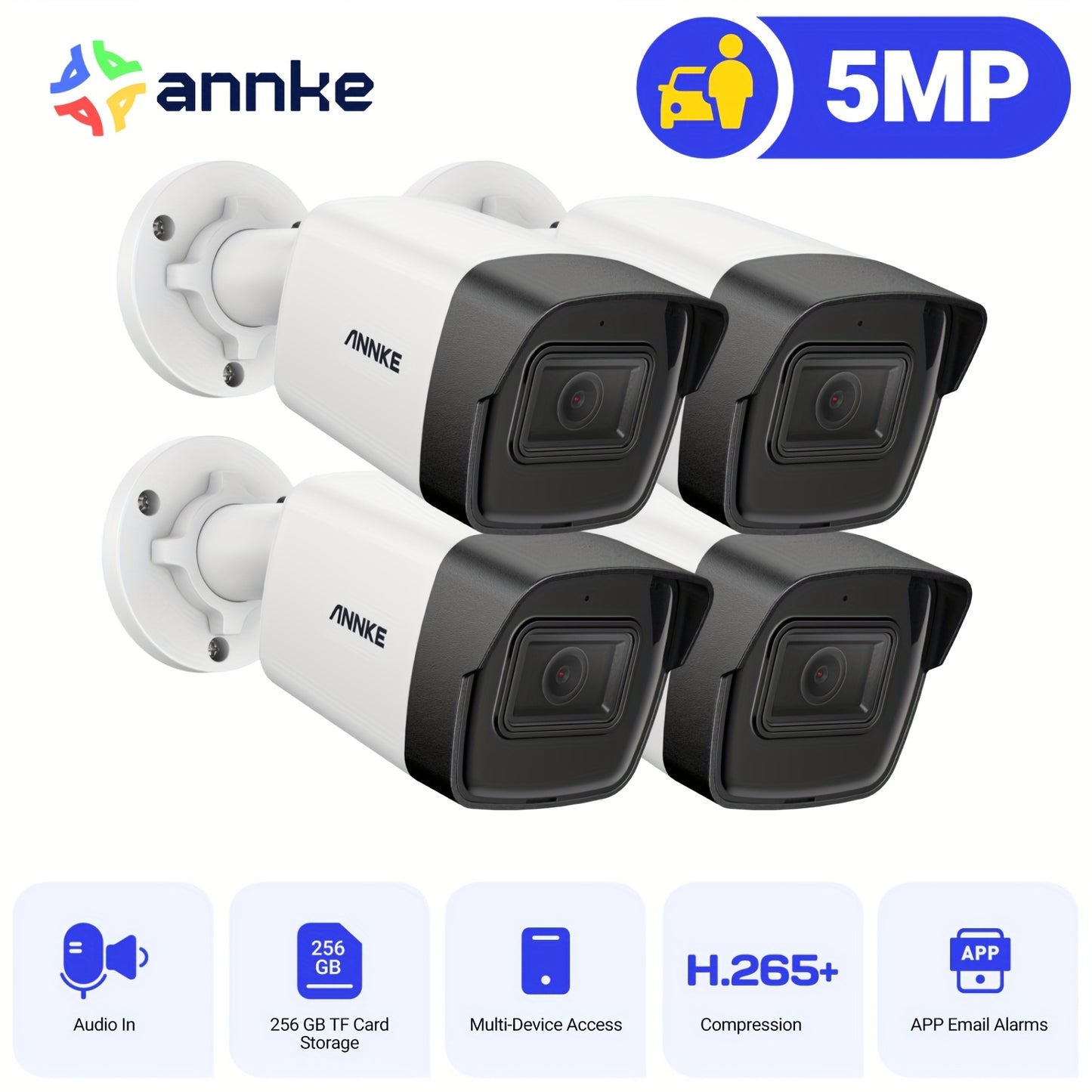 Beveiligingscamera Systeem – Bewakingscamera – CCTV Camera – Camerabewaking – Beveiligingsset – AI Mens- en Voertuigdetectie – 4x 1080P Dual-Light Nachtzicht 20m