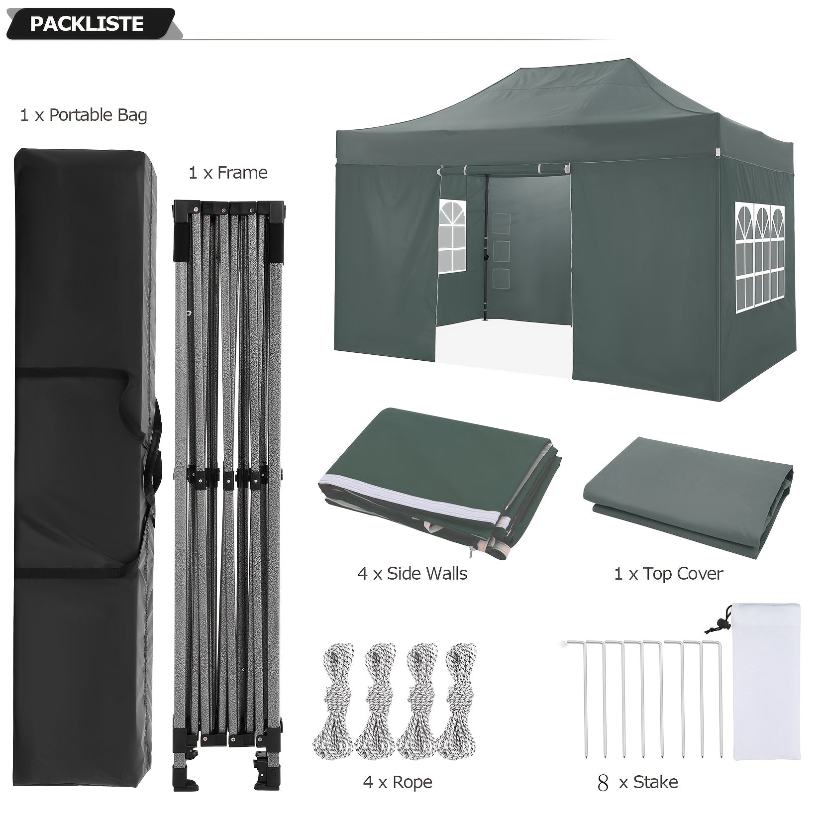 Tuinluifel – Overkapping – Zonwering – Boogluifel – Veranda – Waterdicht – 3x4,5 Meter - QUORE